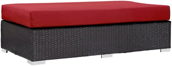 Convene Outdoor Patio Fabric Rectangle Ottoman by Modway Espresso Red