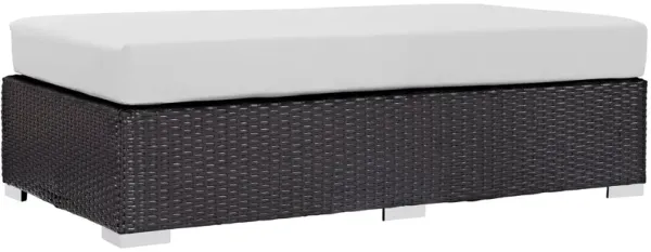 Convene Outdoor Patio Fabric Rectangle Ottoman by Modway Espresso White