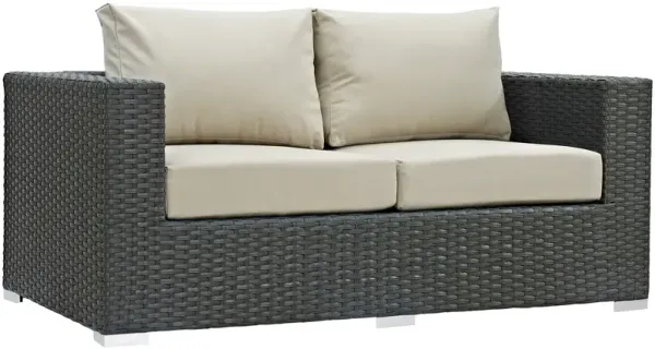 Sojourn Outdoor Patio Sunbrella® Loveseat by Modway Canvas Antique Beige