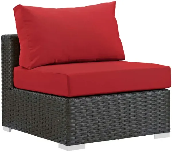 Sojourn Outdoor Patio Fabric Sunbrella® Armless by Modway Canvas Red