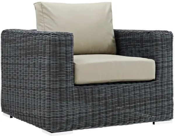 Summon Outdoor Patio Fabric Sunbrella® Armchair by Modway Canvas Antique Beige