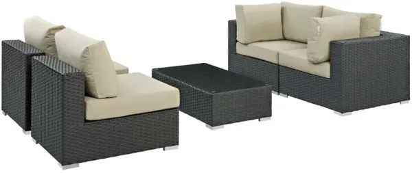 Sojourn 5 Piece Outdoor Patio Sunbrella® Sectional Set by Modway