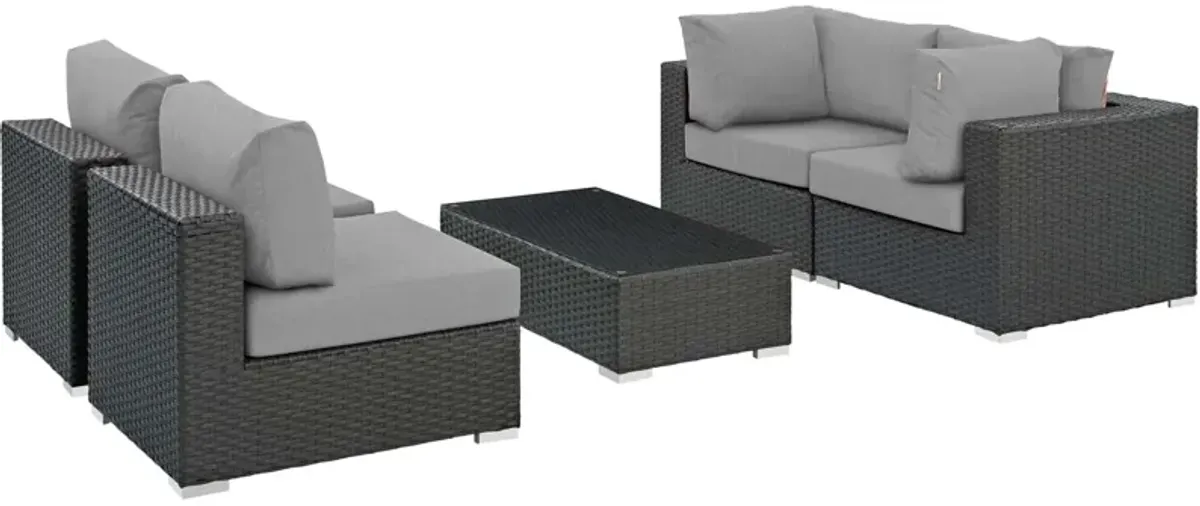 Sojourn 5 Piece Outdoor Patio Sunbrella® Sectional Set by Modway