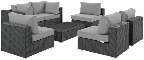 Sojourn 7 Piece Outdoor Patio Sunbrella® Sectional Set by Modway