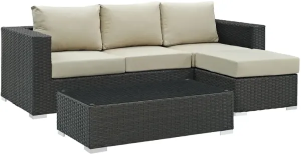 Sojourn 3 Piece Outdoor Patio Sunbrella® Sectional Set by Modway