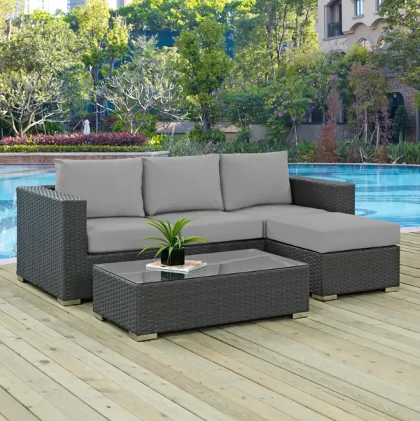 Sojourn 3 Piece Outdoor Patio Sunbrella® Sectional Set by Modway