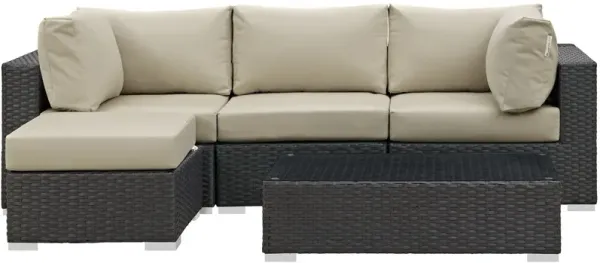 Sojourn 5 Piece Outdoor Patio Sunbrella® Sectional Set by Modway
