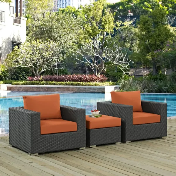 Sojourn 3 Piece Outdoor Patio Sunbrella® Sectional Set by Modway Canvas Antique Beige