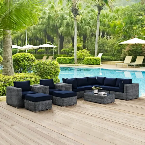 Summon 10 Piece Outdoor Patio Sunbrella® Sectional Set by Modway Canvas Gray