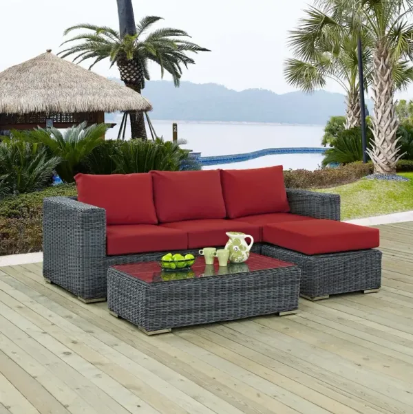 Summon 3 Piece Outdoor Patio Sunbrella® Sectional Set by Modway