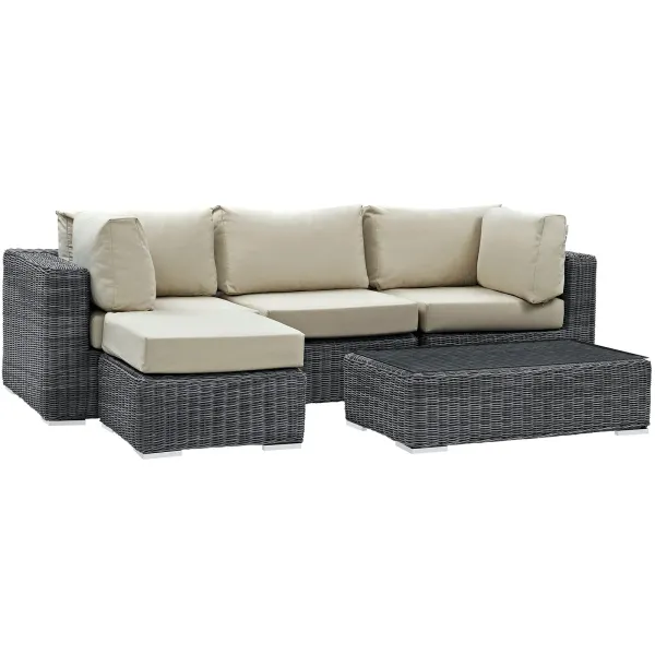 Summon 5 Piece Outdoor Patio Sunbrella® Sectional Set by Modway