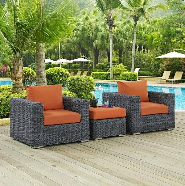 Summon 3 Piece Outdoor Patio Sunbrella® Sectional Set by Modway