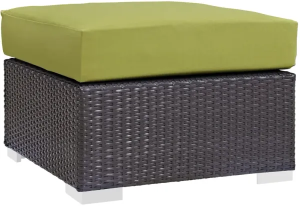 Convene Outdoor Patio Fabric Square Ottoman by Modway Espresso Peridot
