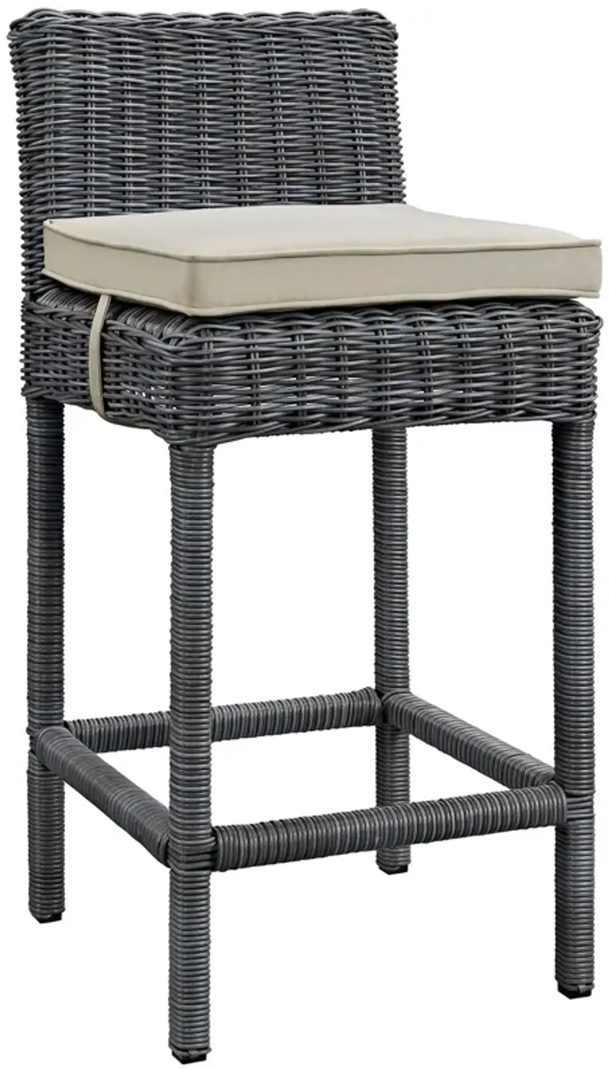 Summon Outdoor Patio Sunbrella® Bar Stool by Modway Gray Red