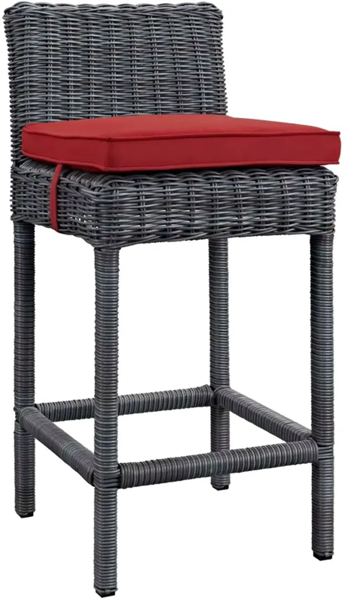Summon Outdoor Patio Sunbrella® Bar Stool by Modway Gray Red