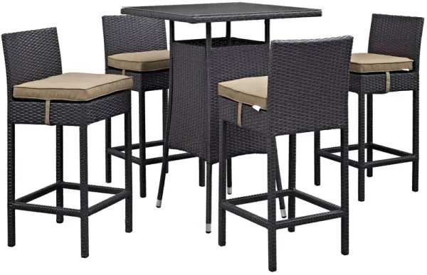 Convene 5 Piece Outdoor Patio Pub Set by Modway Espresso Mocha
