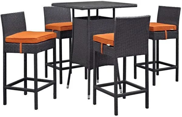 Convene 5 Piece Outdoor Patio Pub Set by Modway Espresso Orange