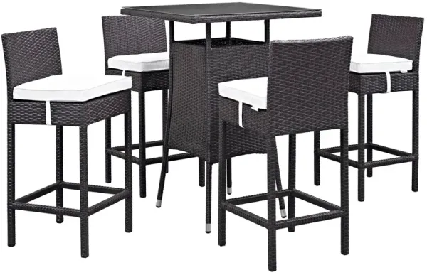 Convene 5 Piece Outdoor Patio Pub Set by Modway Espresso White