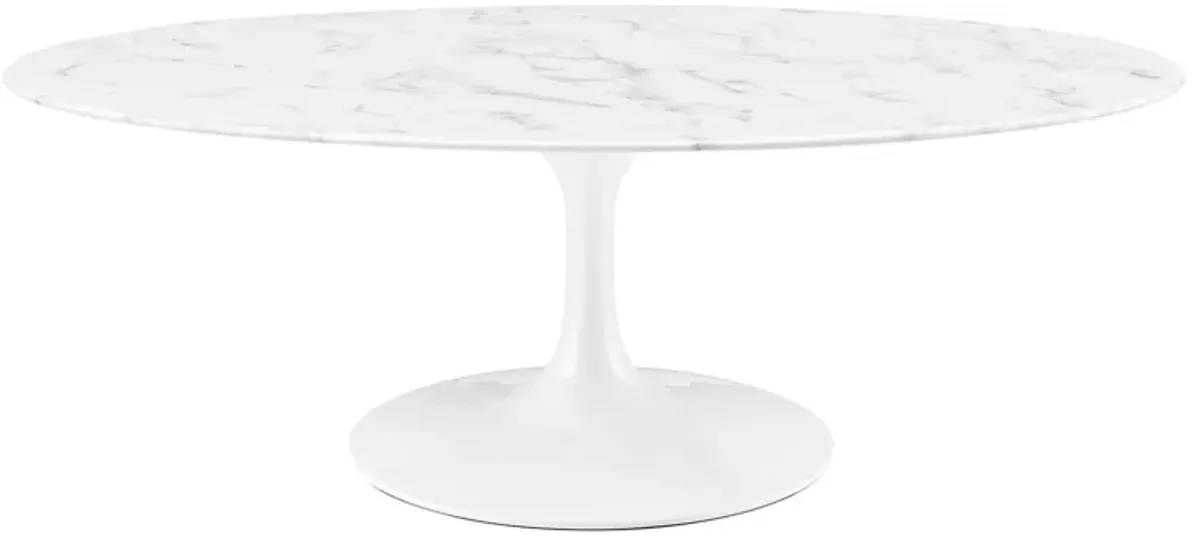 Lippa Oval Artificial Marble Coffee Table by Modway 48" / White