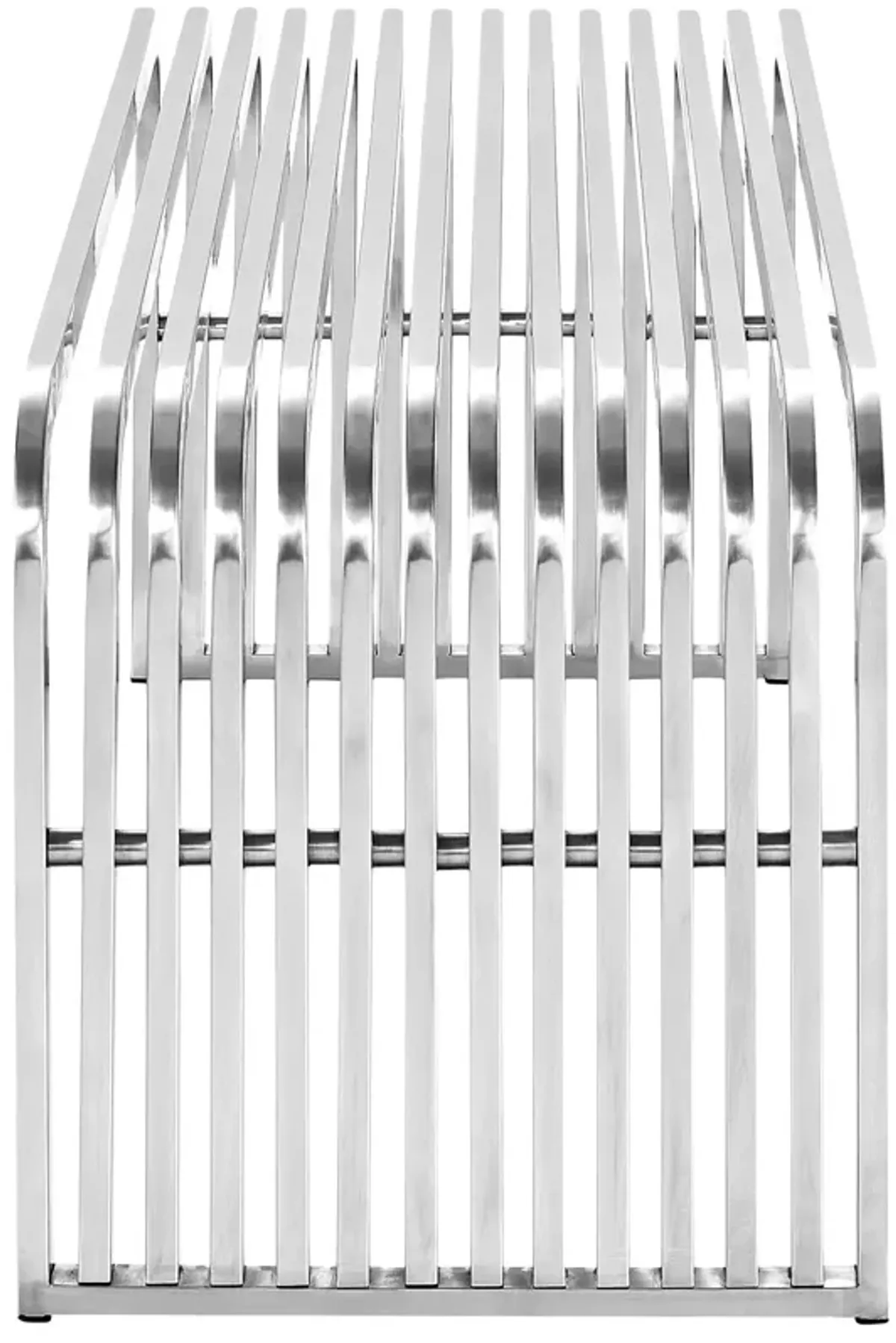 Pipe 47" Stainless Steel Bench by Modway Silver