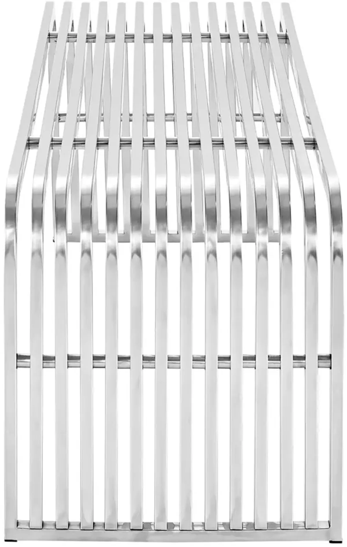 Pipe 60" Stainless Steel Bench by Modway Silver