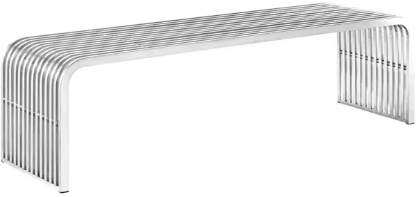 Pipe 60" Stainless Steel Bench by Modway Silver