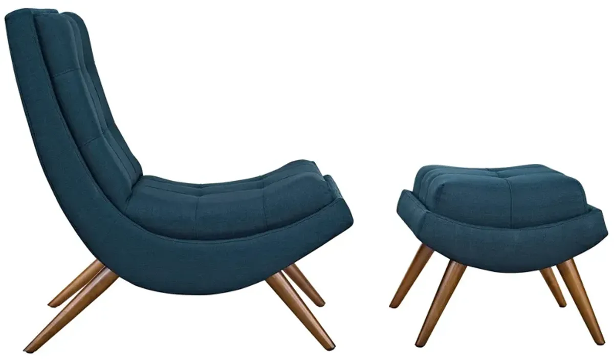 Ramp Upholstered Fabric Lounge Chair Set by Modway Azure