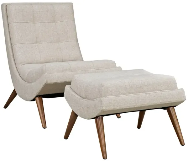 Ramp Upholstered Fabric Lounge Chair Set by Modway Sand