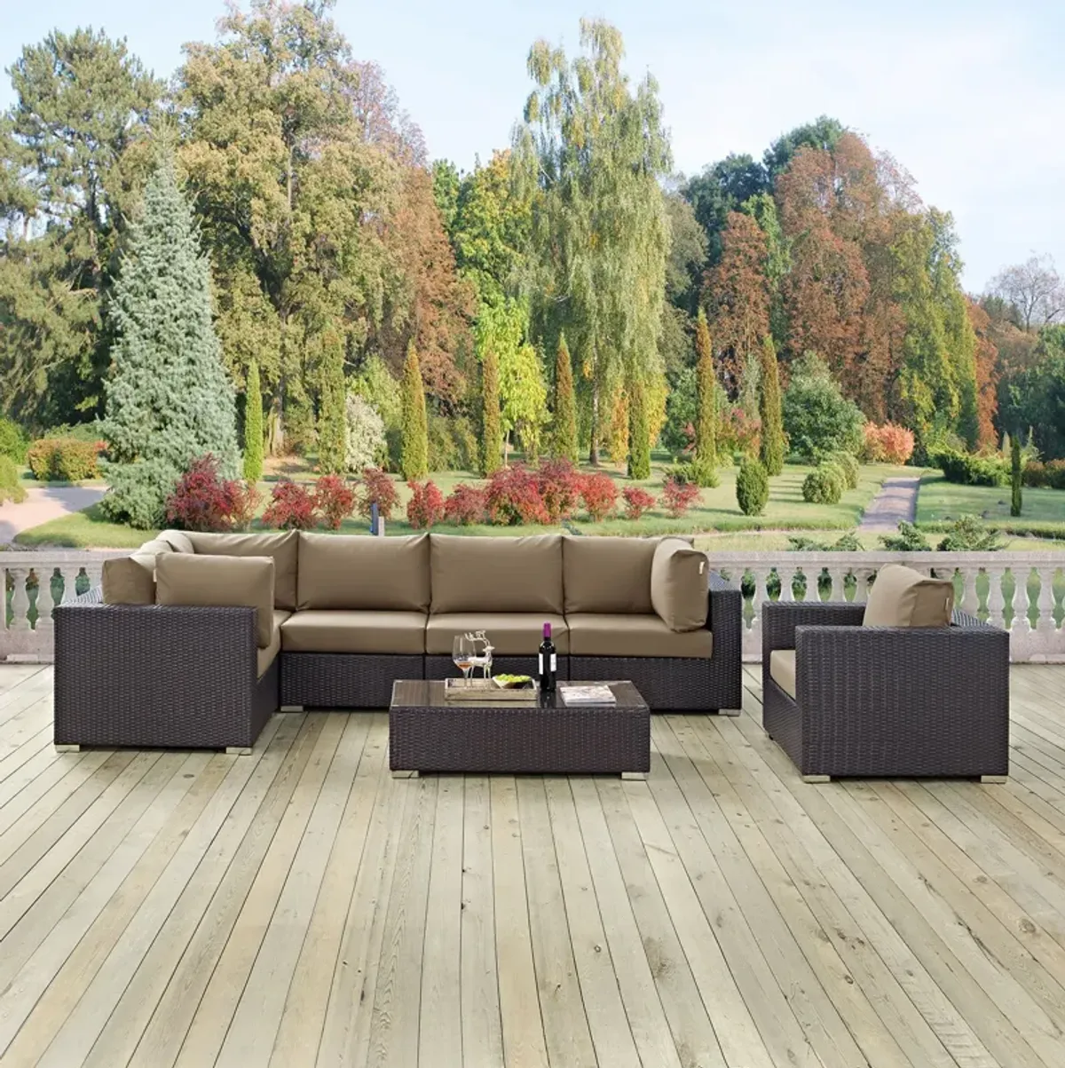 Convene 7 Piece Outdoor Patio Sectional Set by Modway Espresso White