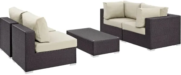 Convene 5 Piece Outdoor Patio Sectional Set by Modway