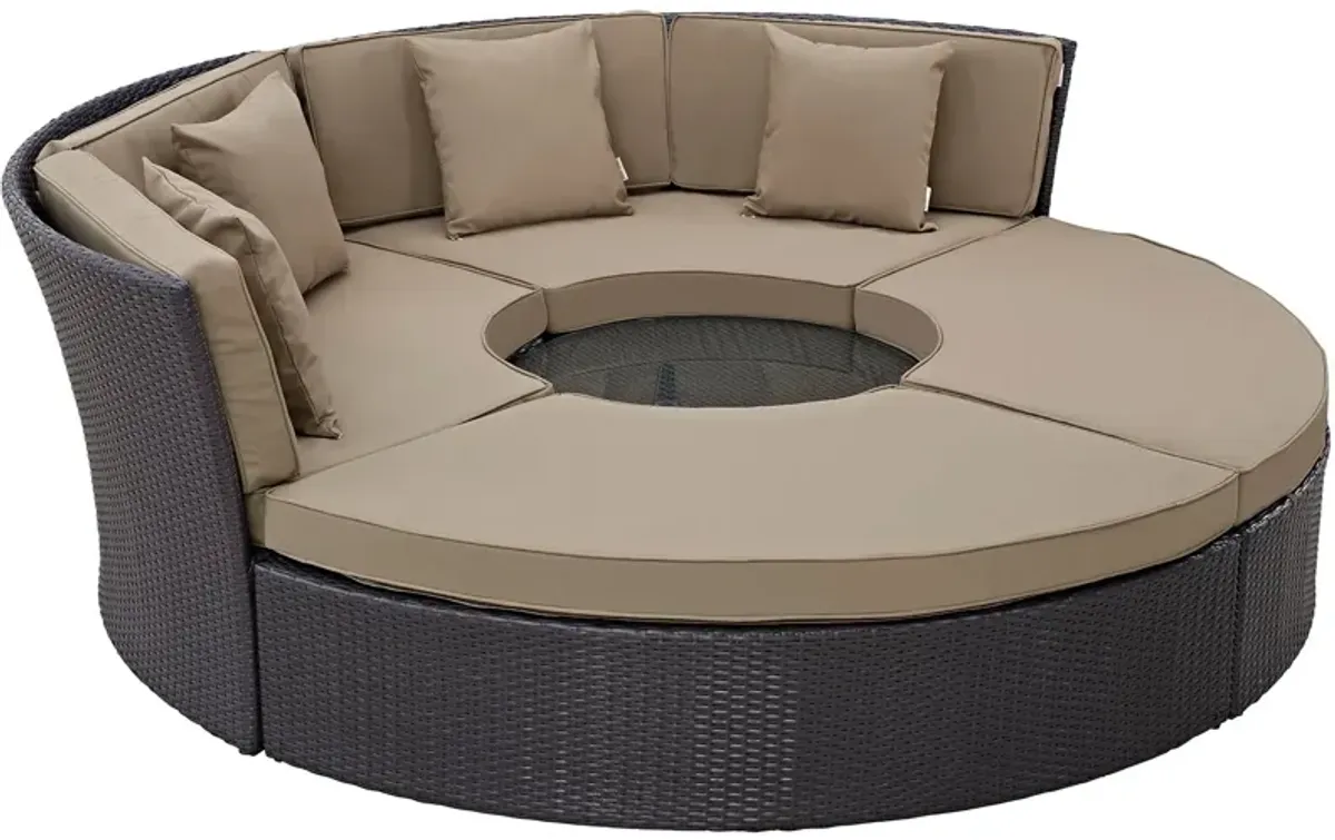 Convene Circular Outdoor Patio Daybed Set by Modway Espresso Orange