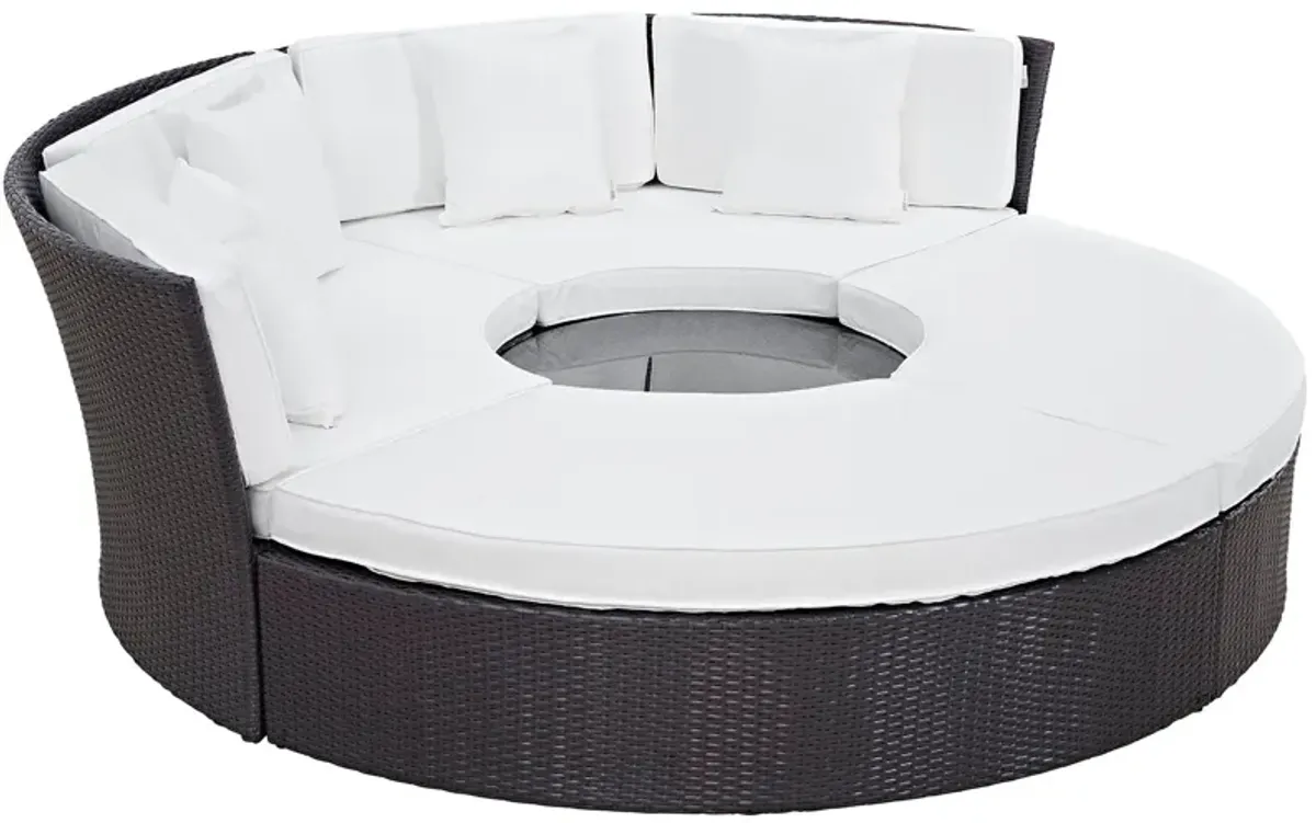 Convene Circular Outdoor Patio Daybed Set by Modway Espresso White