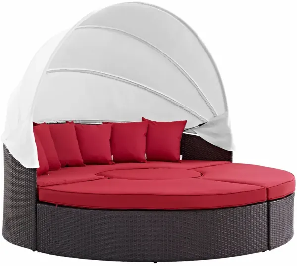 Convene Wicker Rattan Outdoor Patio Canopy Sectional Daybed