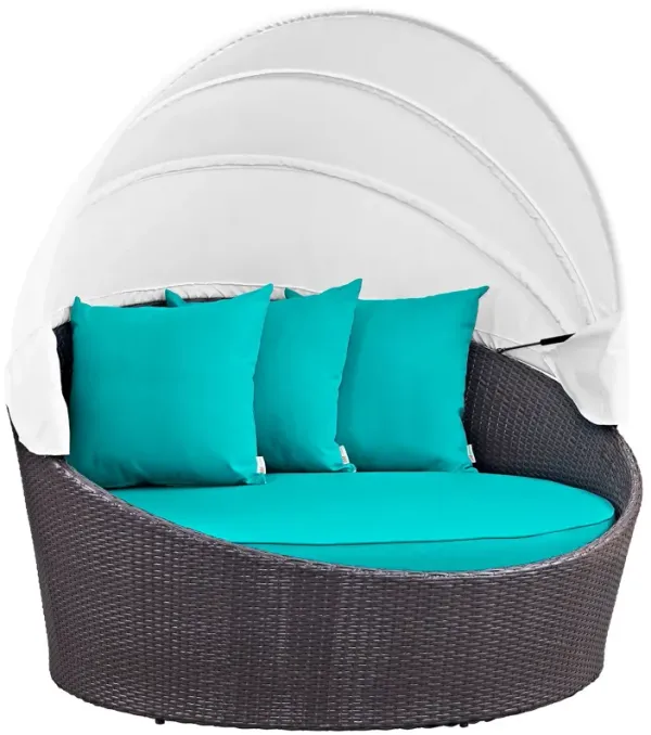 Convene Canopy Outdoor Patio Daybed by Modway Espresso Turquoise