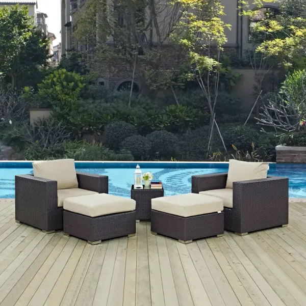 Convene 5 Piece Outdoor Patio Sectional Set by Modway Espresso Red