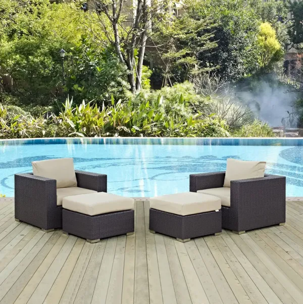 Convene 4 Piece Outdoor Patio Sectional Set by Modway Espresso White