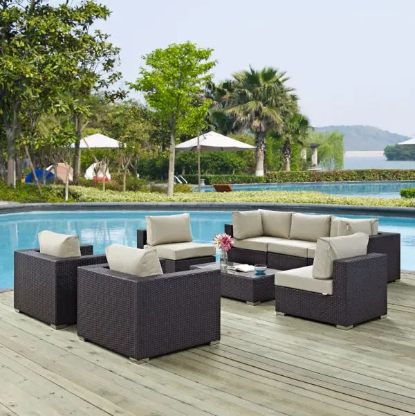 Convene 8 Piece Outdoor Patio Sectional Set by Modway Espresso Red
