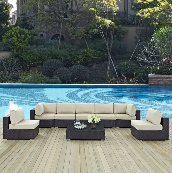 Convene 8 Piece Outdoor Patio Sectional Set by Modway Espresso Mocha