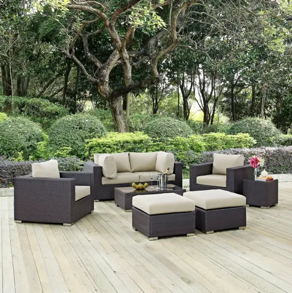 Convene 8 Piece Outdoor Patio Sectional Set by Modway Espresso Beige