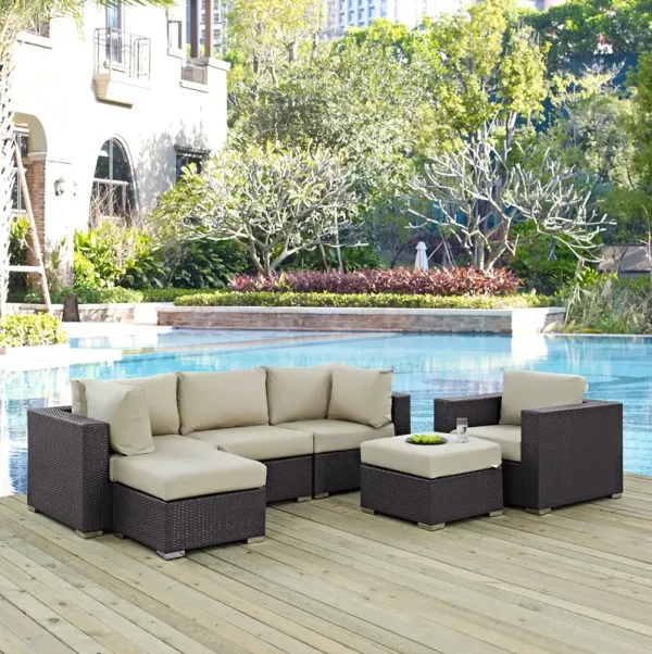 Convene 6 Piece Outdoor Patio Sectional Set by Modway Espresso White