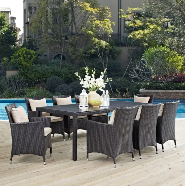 Convene 9 Piece Outdoor Patio Dining Set by Modway Espresso Peridot