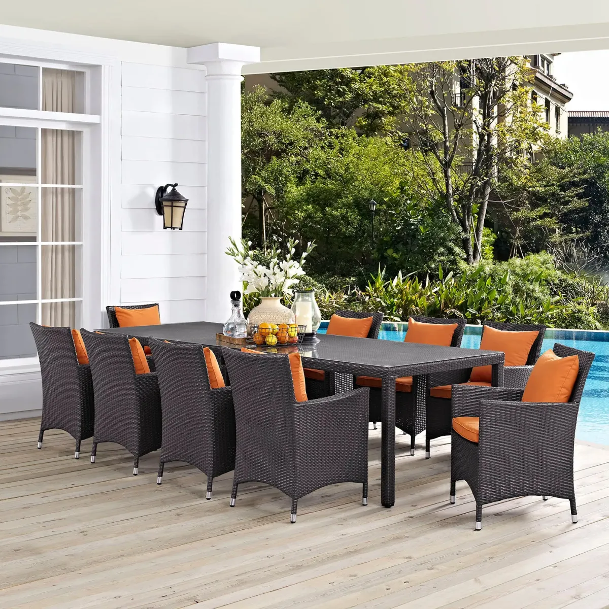 Convene 11 Piece Outdoor Patio Dining Set by Modway Espresso Peridot