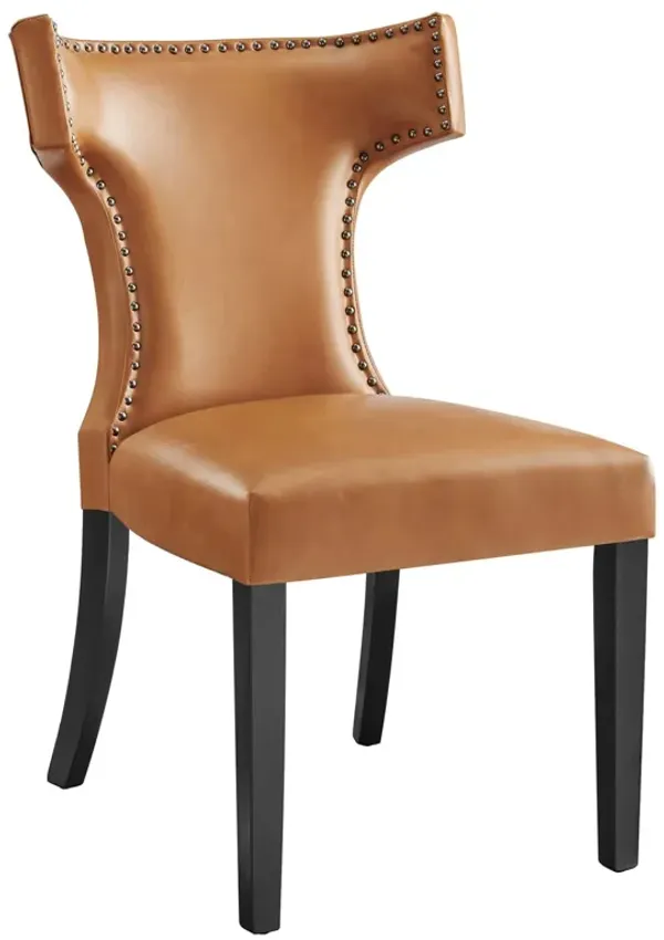 Curve Vegan Leather Dining Chair by Modway Tan