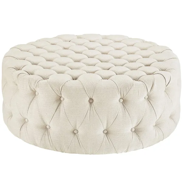 Amour Upholstered Fabric Ottoman by Modway Beige