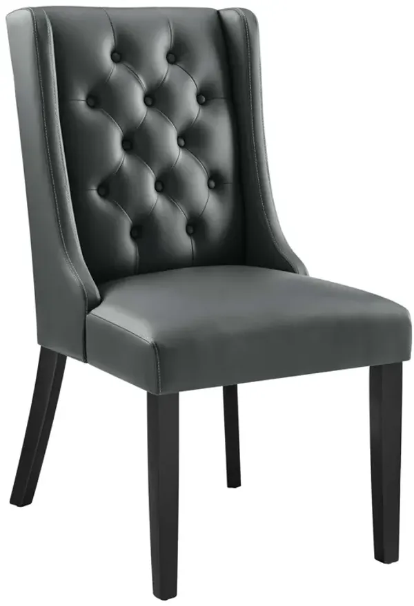 Baronet Button Tufted Vegan Leather Dining Chair by Modway Gray