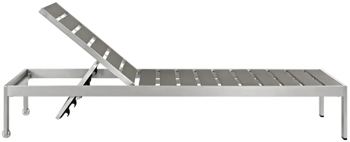 Shore Outdoor Patio Aluminum Chaise by Modway Silver Gray