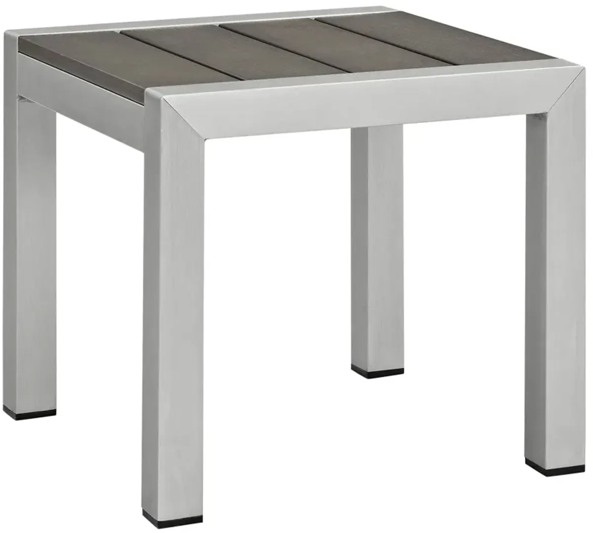 Shore Outdoor Patio Aluminum Side Table by Modway Silver Gray