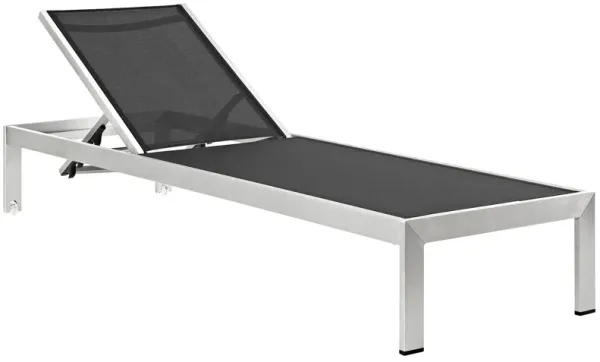 Shore Outdoor Patio Aluminum Mesh Chaise by Modway Silver Black