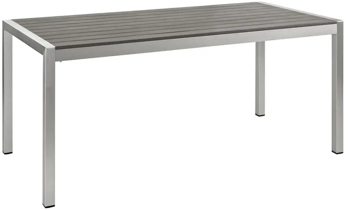 Shore Outdoor Patio Aluminum Dining Table by Modway Silver Gray