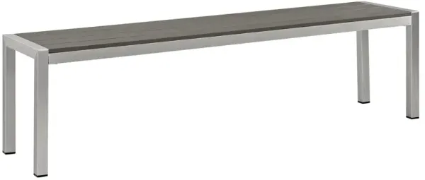 Shore Outdoor Patio Aluminum Bench by Modway Silver Gray